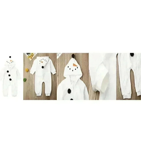 NWT - Hooded Jumpsuit Toddler Long Sleeve Snowman with Zipper - 12-18M (90) - Picture 4 of 4